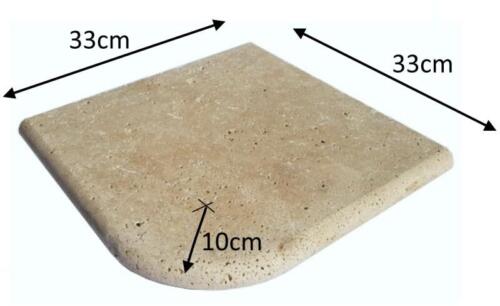 Angle sortant margelle nez boudon en demi-rond Travertin piscine